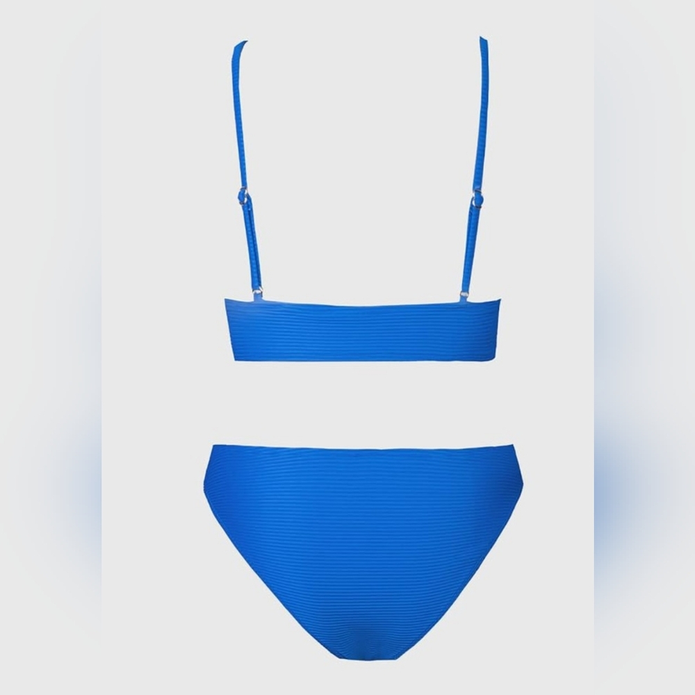 Cupshe Vibrant Blue Ribbed Bikini Set Size Large - Picture 2 of 5
